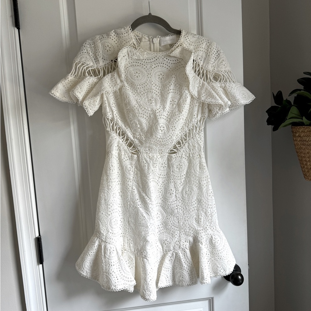Zimmermann Helm Circle Cotton White Eyelet Dress